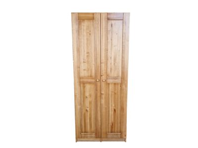 Solid wood 2-door warderobe with hanging rail and shelves - Black alder