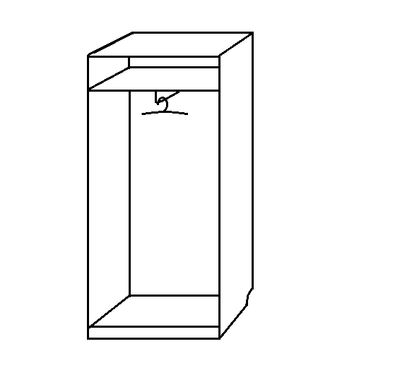 Solid wood hallway closet for hanging clothes. Entryway closet. Wardrobe. Coat closet. Hallway furniture in Jelgava. Sketch.