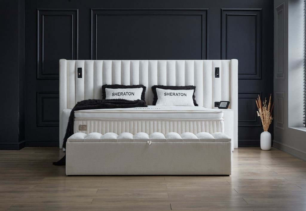 Bed Sheraton with storage without/with  orthopedic mattress, 2 sizes