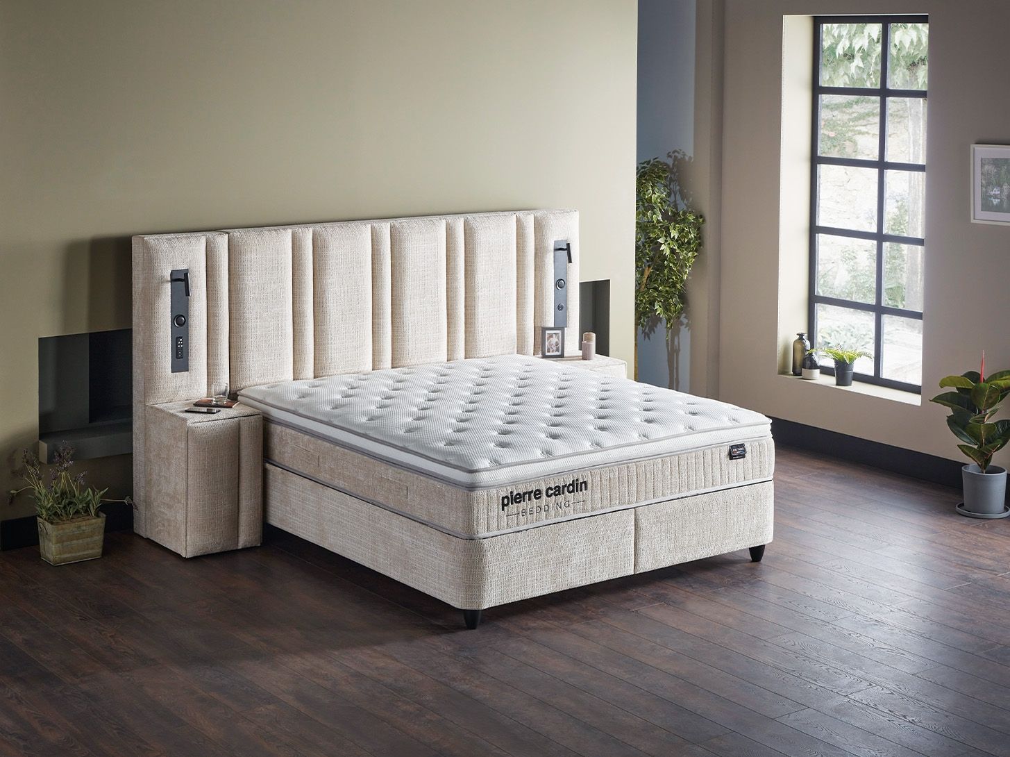 Continental bed Josephine with storage + orthopedic mattress, 2 sizes