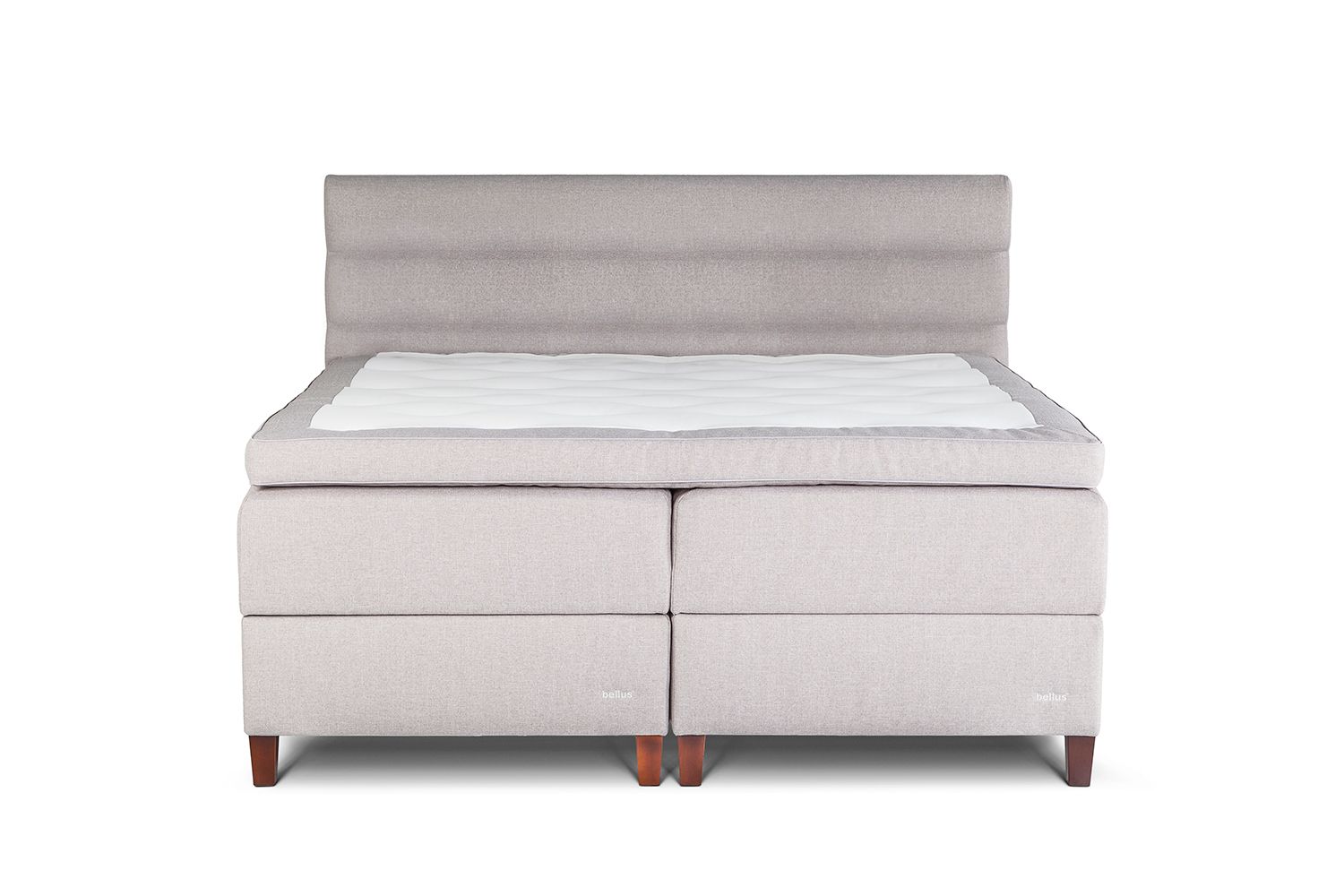 Compact Bliss Bellus continental bed with side-folding linen chests. Choice of mattress firmness, choice of top mattress, choice of headboard, choice of footboard, choice of fabrics. 5-zone pocket spring system. Bellus beds. Upholstered beds. High beds. Single beds, double beds. Beds with laundry box. Furniture store Manx Mēbeles, Jelgava, Pulkveža iela Brieža iela 4