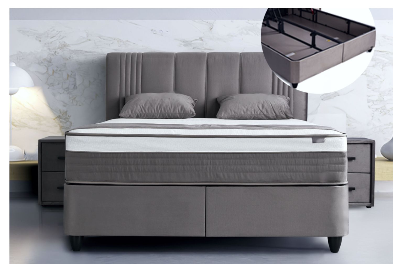 Ottoman bed Bella + mattress, 2 sizes