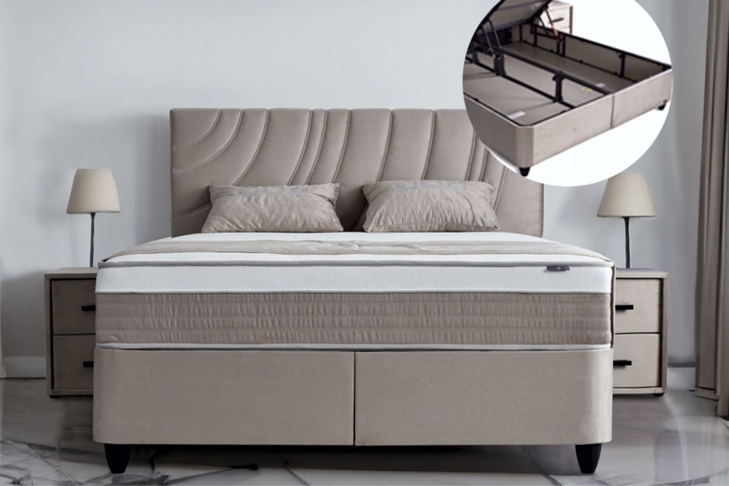 Ottoman bed Felix + mattress, 2 sizes