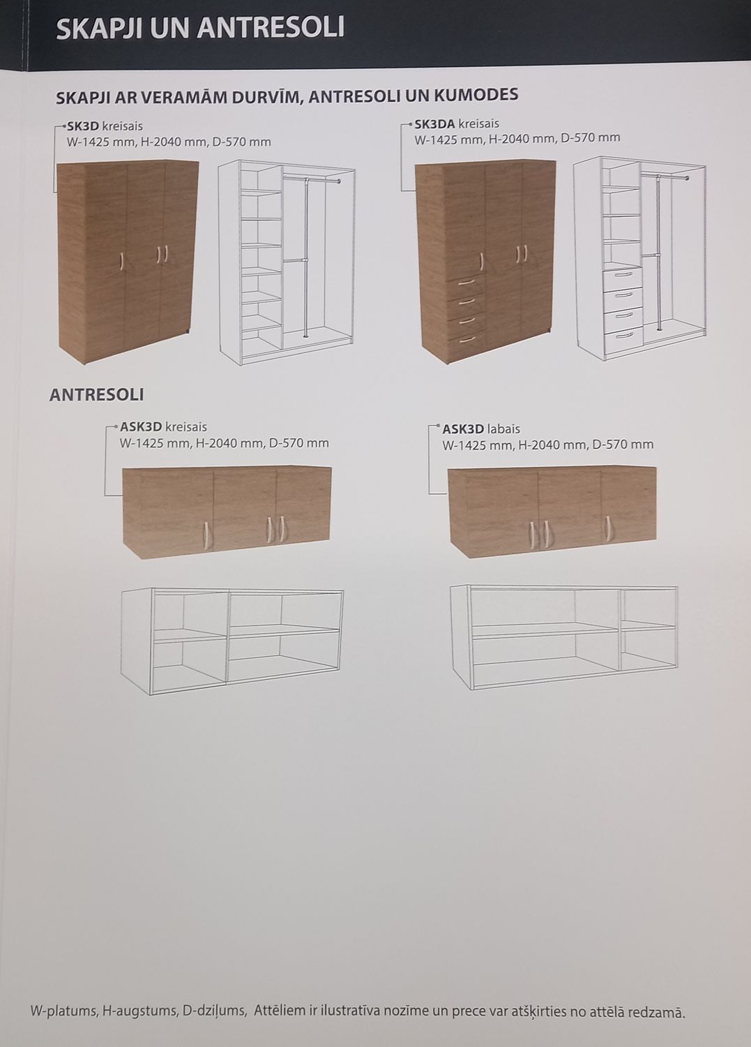 High-quality  3-door wardrobes with hinged doors. Cabinets with drawers or with shelves. Selection of handles, mezzanines.