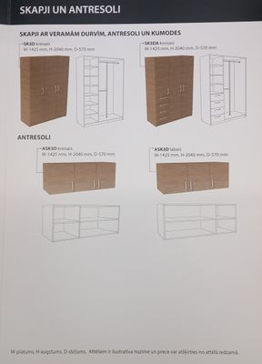 High-quality  3-door wardrobes with hinged doors. Cabinets with drawers or with shelves. Selection of handles, mezzanines.