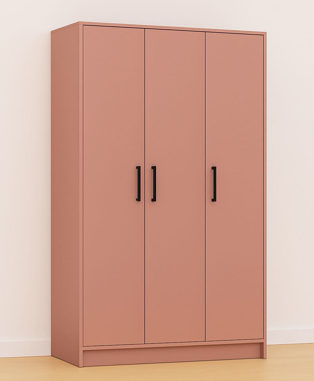 High-quality  3-door wardrobes with hinged doors. Cabinets with drawers or with shelves. Selection of handles, mezzanines.