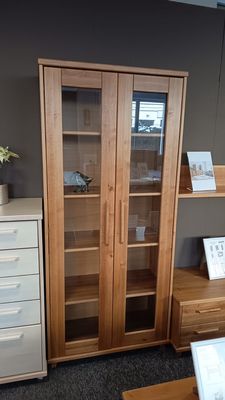 Solid wood display cabinets with one door, two doors. Display cabinets for books. Display cabinets for dishes. Manx Mēbeles