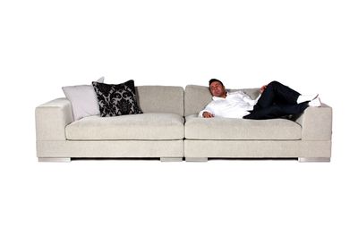 Bellus sofa Lazy, two sizes: 120x184, 120x324, choice of fabrics, wooden or metal legs. Furniture store,Jelgava, Manx Mēbeles