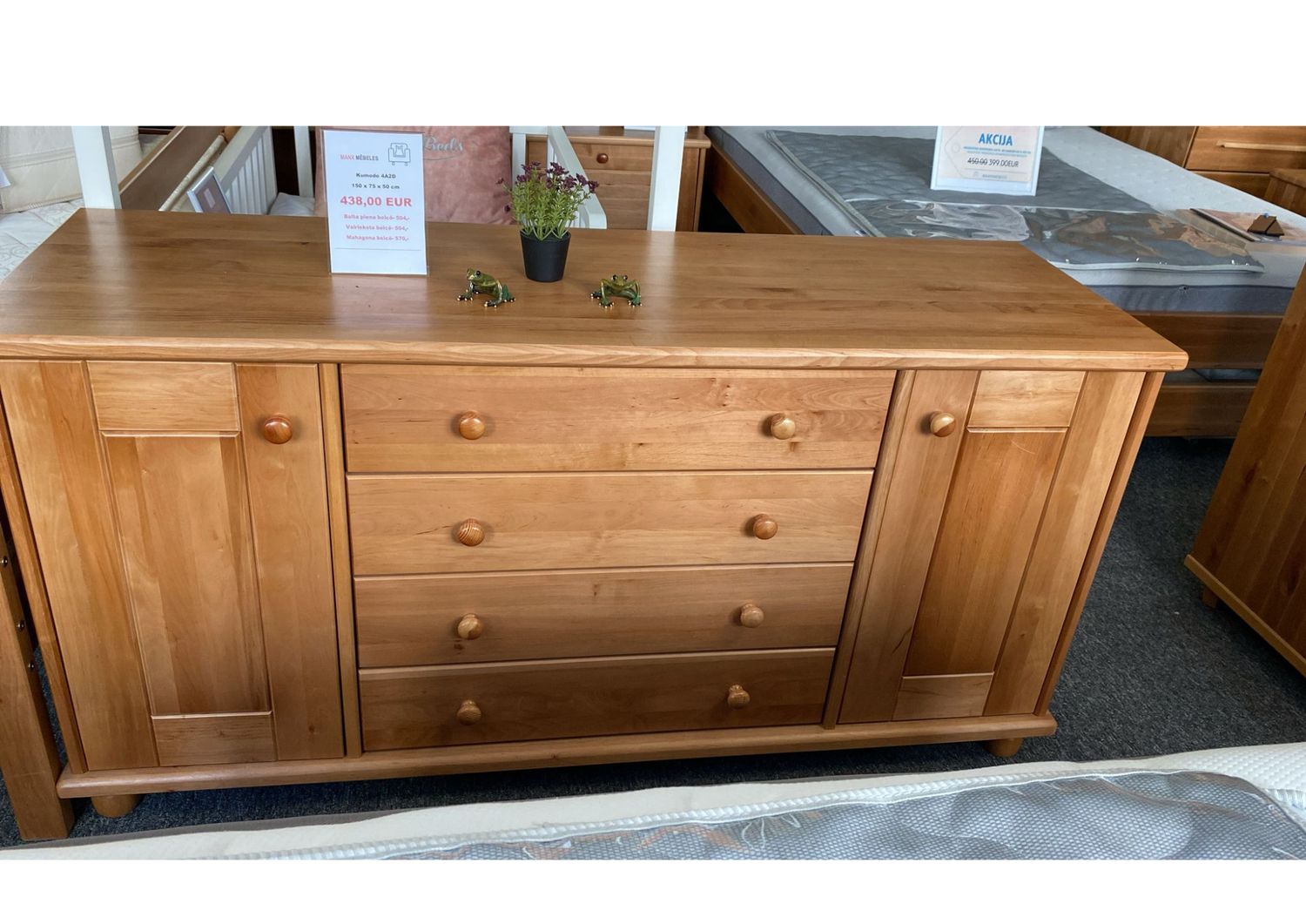 Chest of drawers 4A2D in solid alder. Solid wood chest of drawers. Size:150x75x50 cm, Furniture store Manx Mēbeles, Jelgava