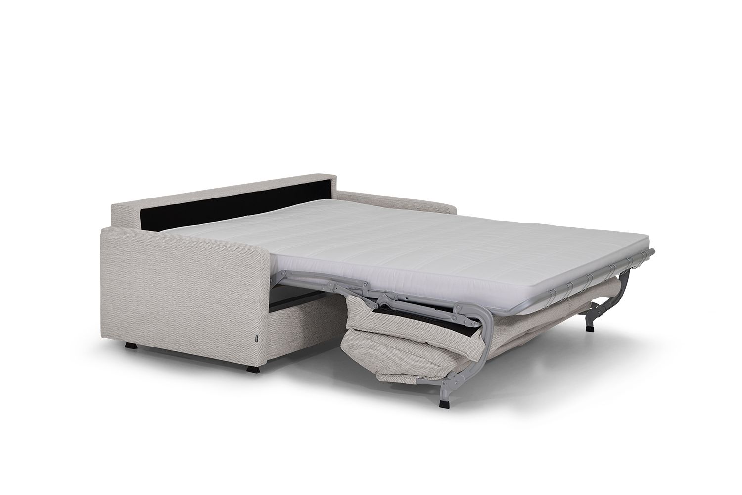 A pull-out sofa with feather-filled seats, featuring 3 types of Bellus Nord mattresses. Dimensions: 140, 180, or 200 x 100 cm