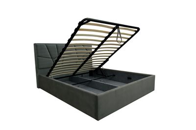 Modern bed with storage drawer Alexa. Headboard with decorative elements. The widest selection of beds in Jelgava and Riga