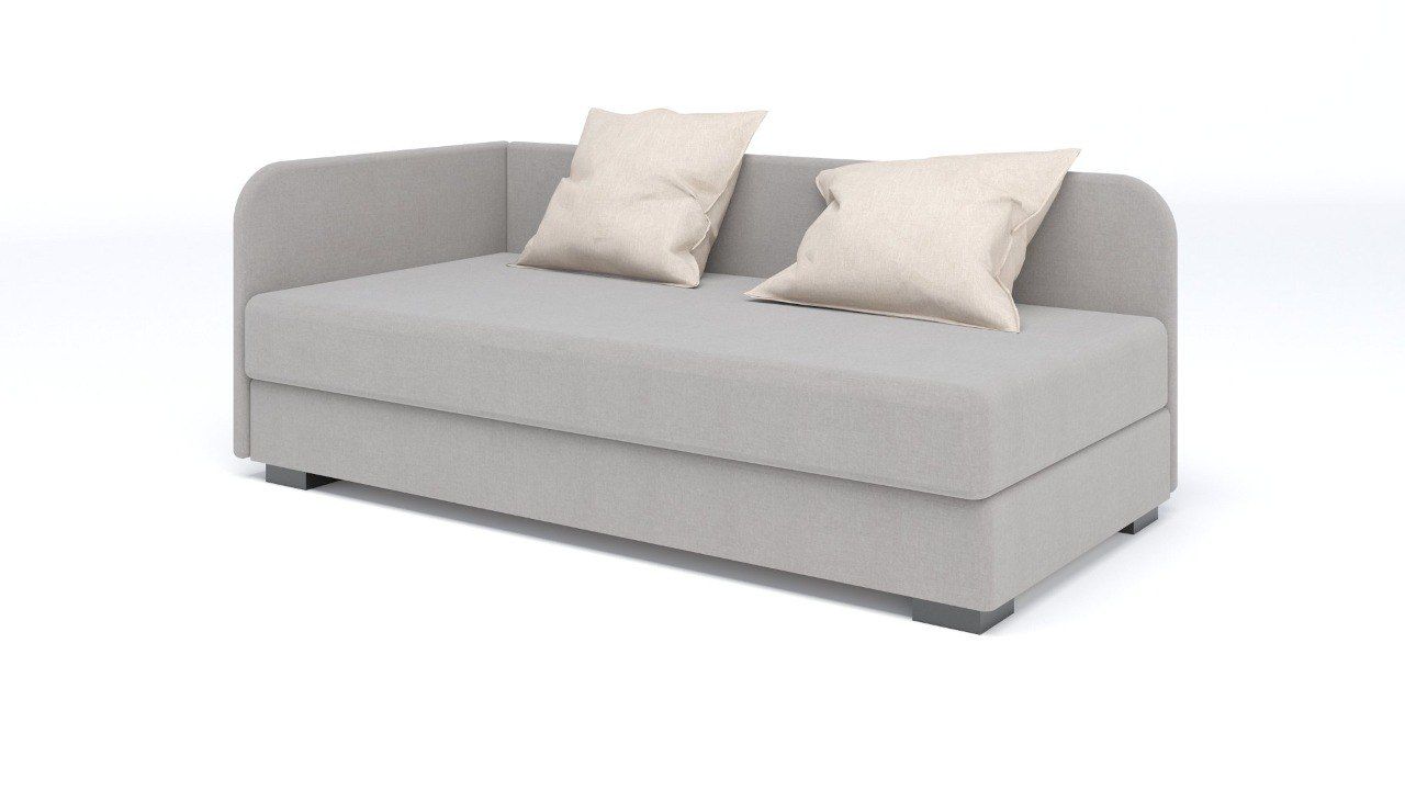 Bed with storage box in various sizes: 80 x 200 cm, 90 x 200 cm, 120 x 200 cm. Choice of backrest and headboard. 