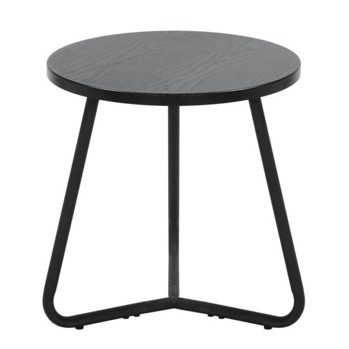 A small, lightweight black coffee table. Can also be used as a flower table. Easy to move. 
