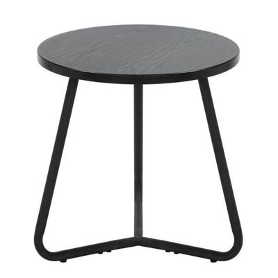 A small, lightweight black coffee table. Can also be used as a flower table. Easy to move. 
