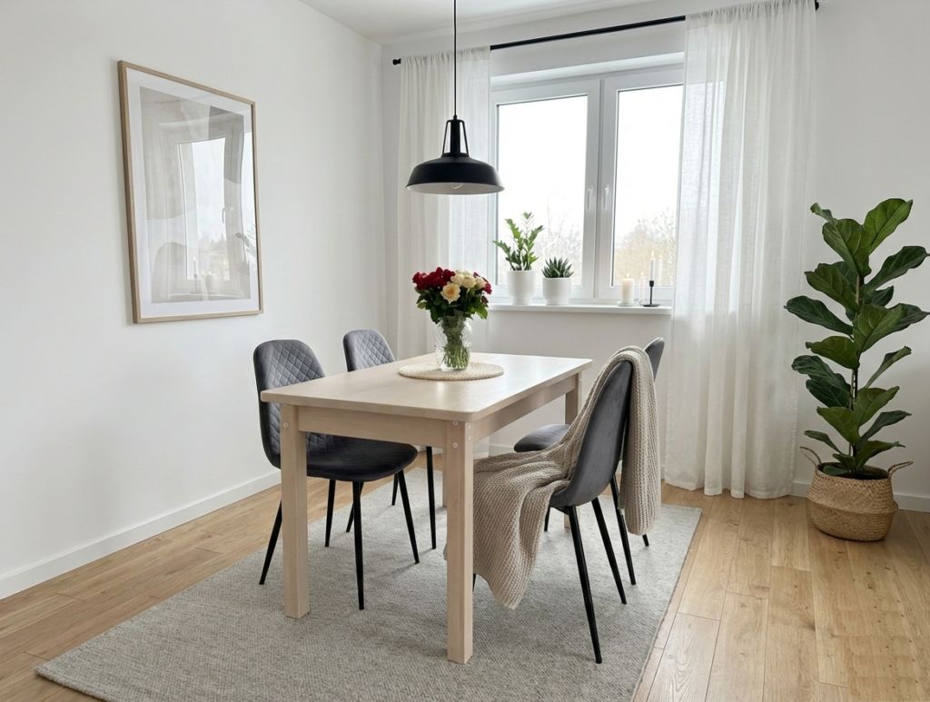 Solid wood dining table, 120 cm long, available in various widths: 60 cm, 70 cm, 80 cm, and 90 cm. Beige /white milk 