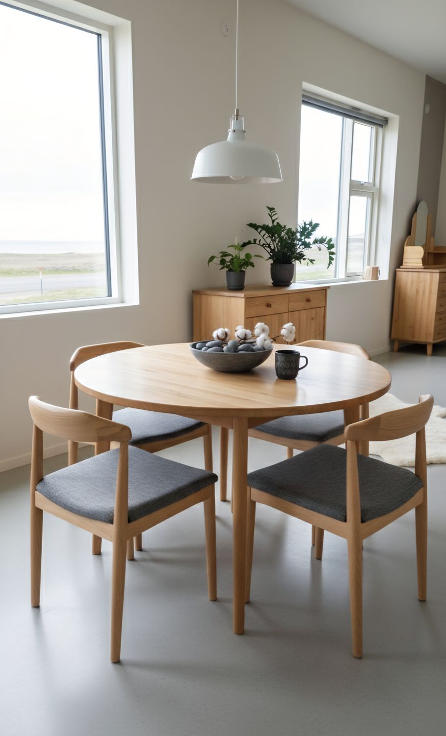 Round solid wood dining table D90, height 75 cm, diameter 90 cm. Various finishes. Dining tables  at Manx Mēbeles, Jelgava