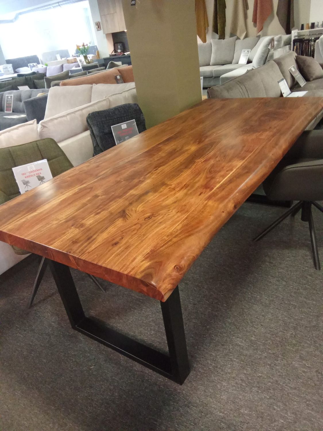 Solid wood table, 220 x 95–100 cm. Tables with metal legs. Solid wood tables in Jelgava. Manx Mēbeles. Wooden furniture