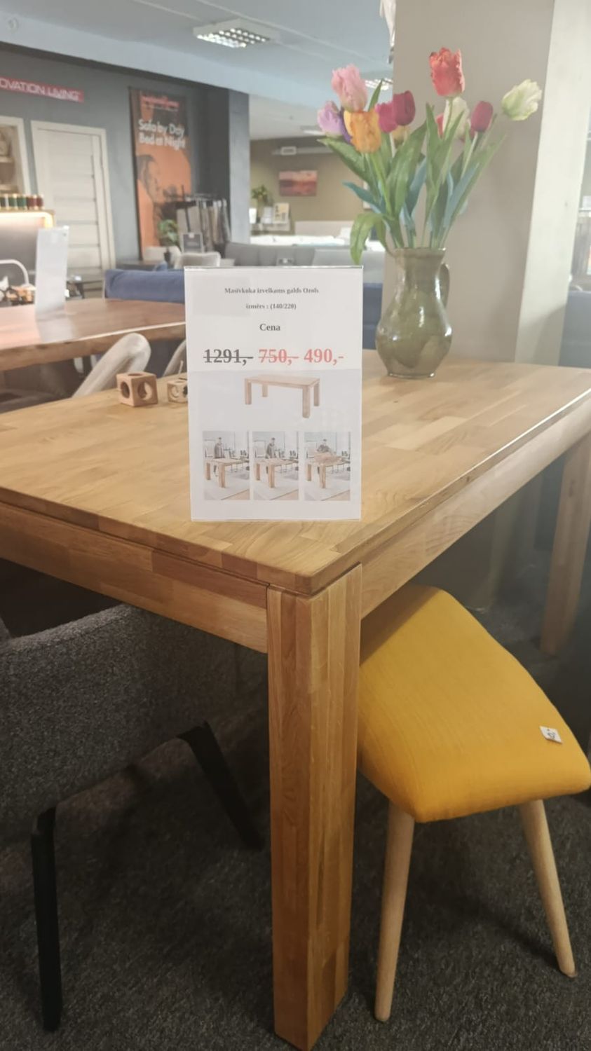 Extendable solid wood table at the furniture store in Jelgava, Manx Mēbeles. Tables in Jelgava. Special offers. 