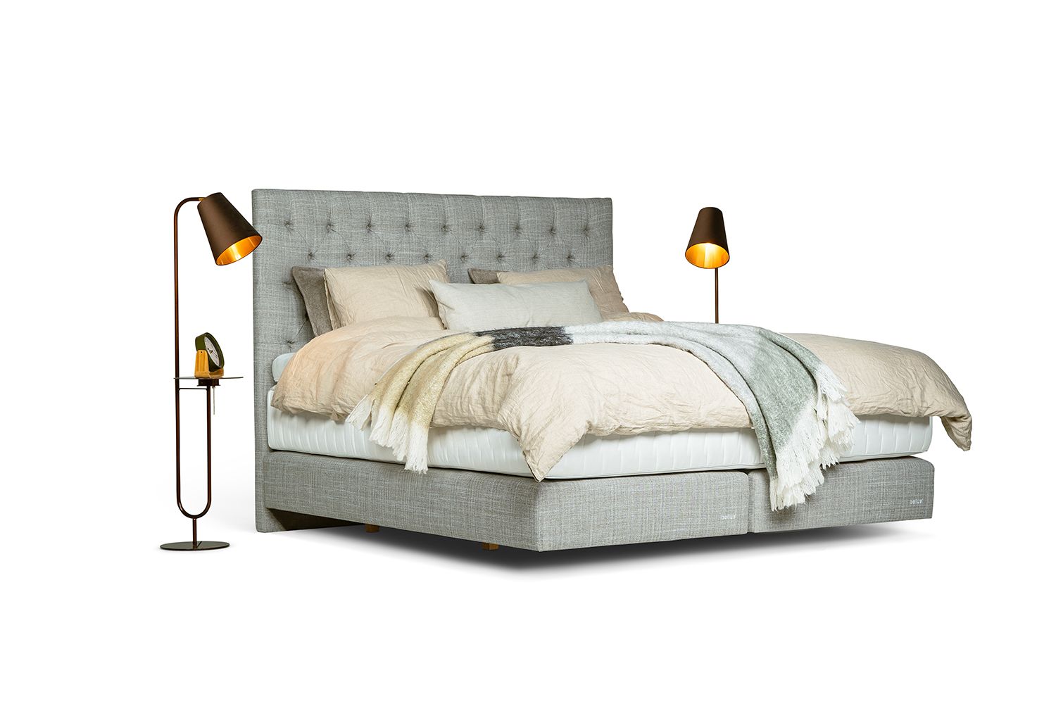 Nordic 40 Bellus continental bed with a soft headboard and a pocket spring mattress for a modern bedroom, available in single