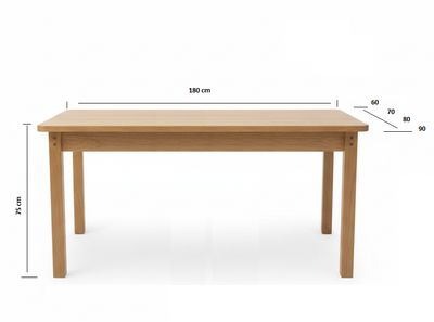 Dining tables in Jelgava, solid wood, 180 cm x width 60, 70, 80, 90 cm. White, walnut, and mahogany finishes, Manx Mēbeles