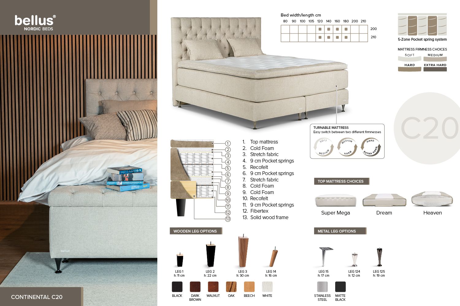 ​Continental bed Nordic C20 Bellus