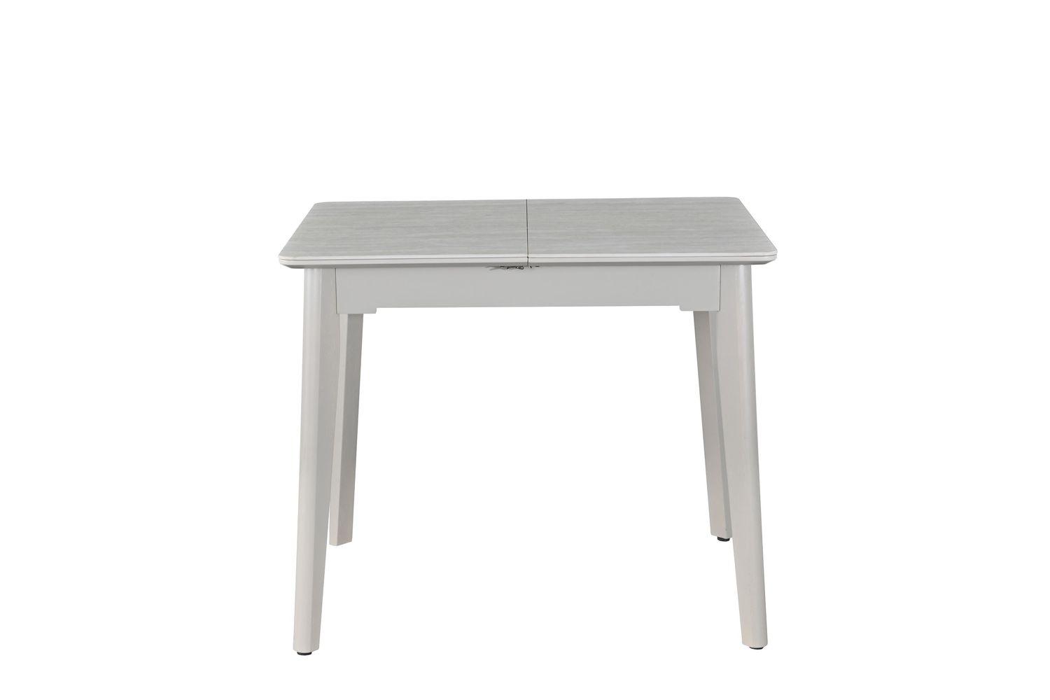 Extendable table in beige with a ceramic top + MDF, 90–120 cm, rubberwood legs, sturdy and durable tables, Manx Mēbeles