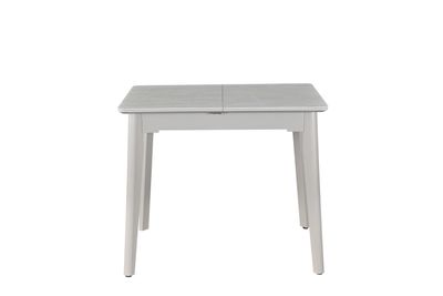 Extendable table in beige with a ceramic top + MDF, 90–120 cm, rubberwood legs, sturdy and durable tables, Manx Mēbeles
