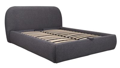 Bed with rounded corners, bed with storage. Dark gray bed. Dimensions: 160 x 200 cm, 180 x 200 cm  