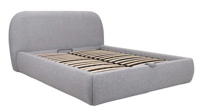 Bed with rounded corners, bed with storage. Light gray bed. Dimensions: 160 x 200 cm, 180 x 200 cm  