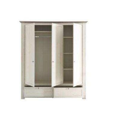 3-door bedroom wardrobe with 2 drawers and shelves, in Sibiu Antique/Nelson Oak finish, spacious wardrobe, in Jelgava