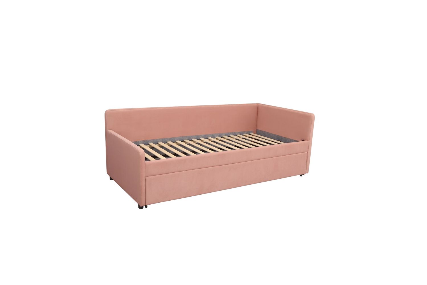 Pink single or double bed for children and teenagers, 216 x 104 x 77 cm, with a sleeping area of 90 x 200 cm.  Matrass choice