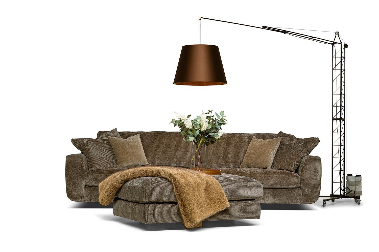 High-quality, modern Sora sofas in Scandinavian style with ottomans. Bellus corner sofas. Comfortable sofas in Jelgava, Riga