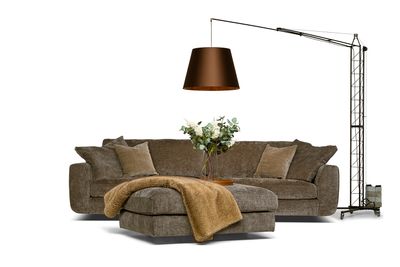 High-quality, modern Sora sofas in Scandinavian style with ottomans. Bellus corner sofas. Comfortable sofas in Jelgava, Riga