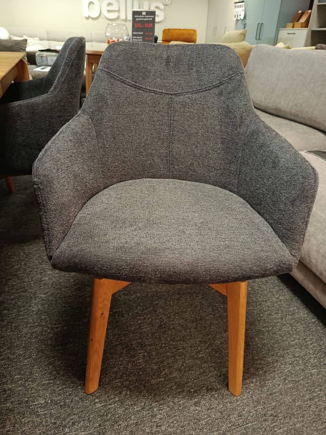 Swiwel gray chair with oak legs. Chair sale. Clearance sale. Set of 6 chairs from Manx Mēbeles, Jelgava. High quality