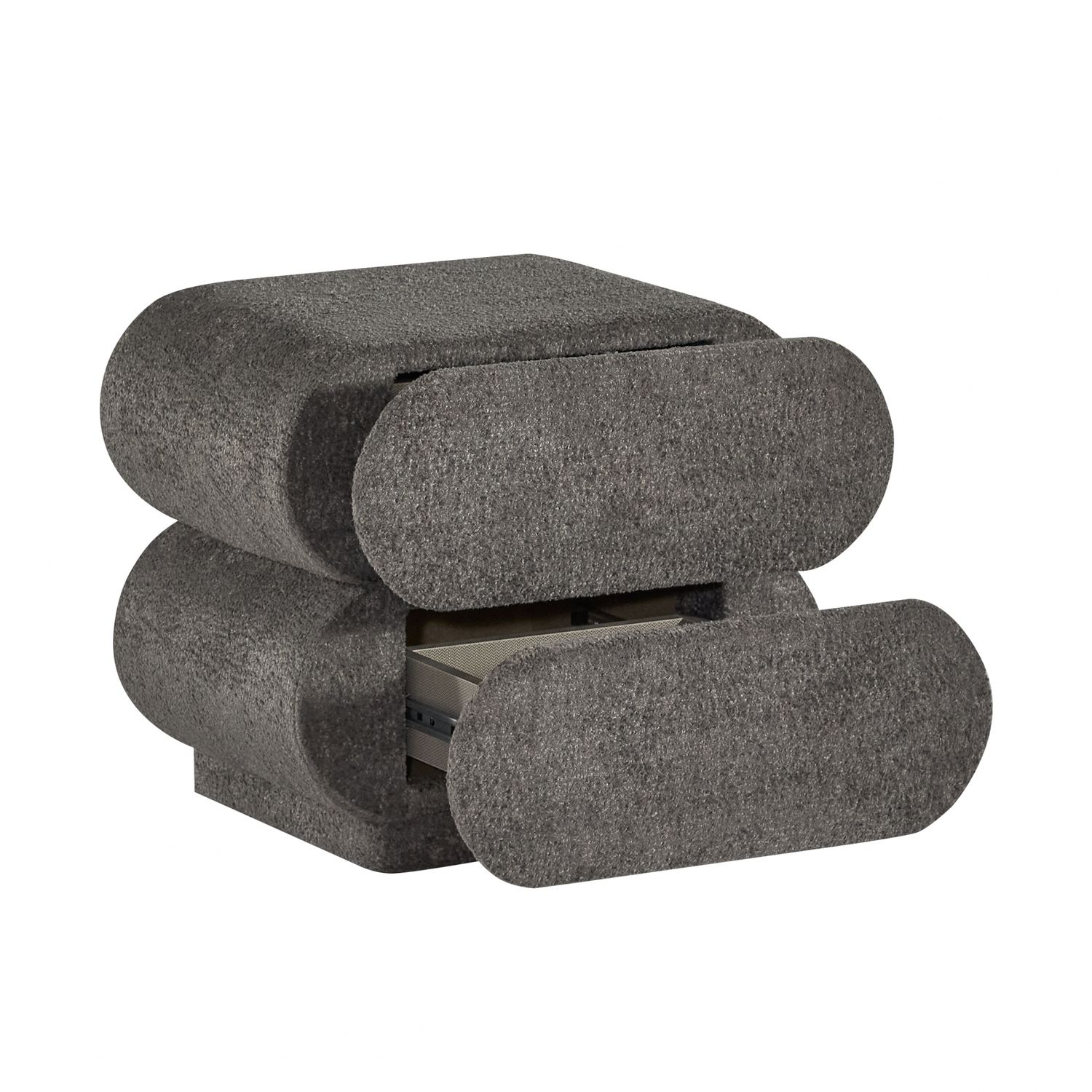 Grey bedside table with a height of 40 cm, an elegant addition to the bedroom.
