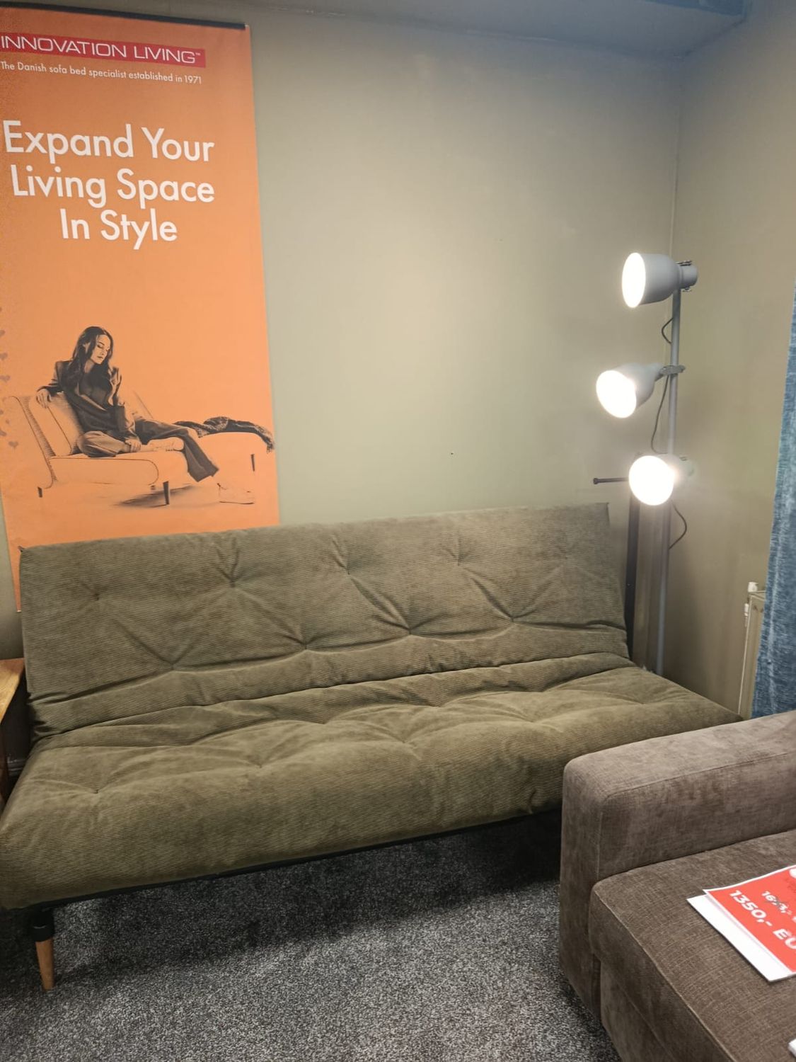 Innovation Living sofa bed, 140 x 200 cm, from the Manx Furniture showroom in Jelgava. Showroom discount!