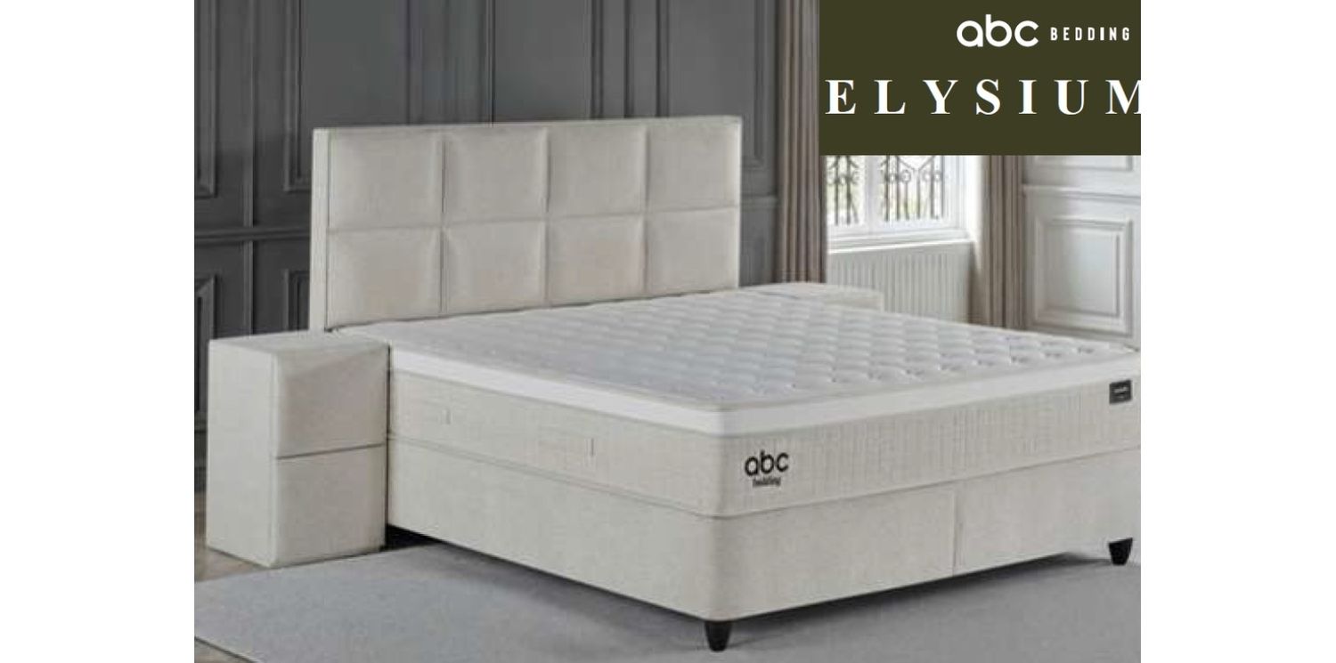 Elysium bed set with a soft headboard, lifting mechanism, storage box and 30 cm Pocket spring mattress.