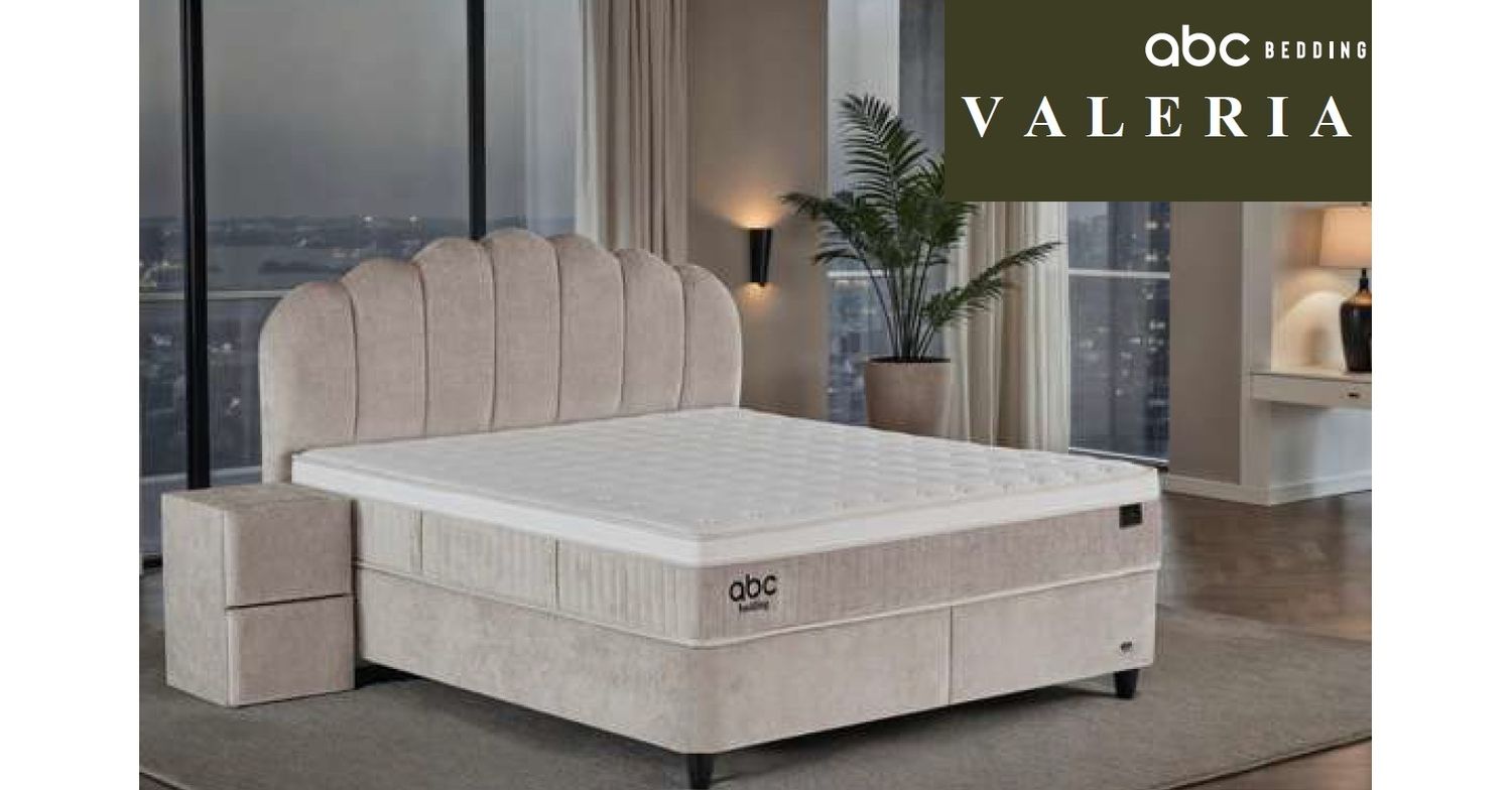 Valerija bed set with a soft headboard, lifting mechanism, storage box and 30 cm Pocket spring mattress.