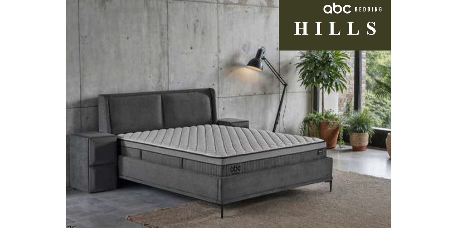 Hills bed set with soft illuminated headboard, storage box and mattress