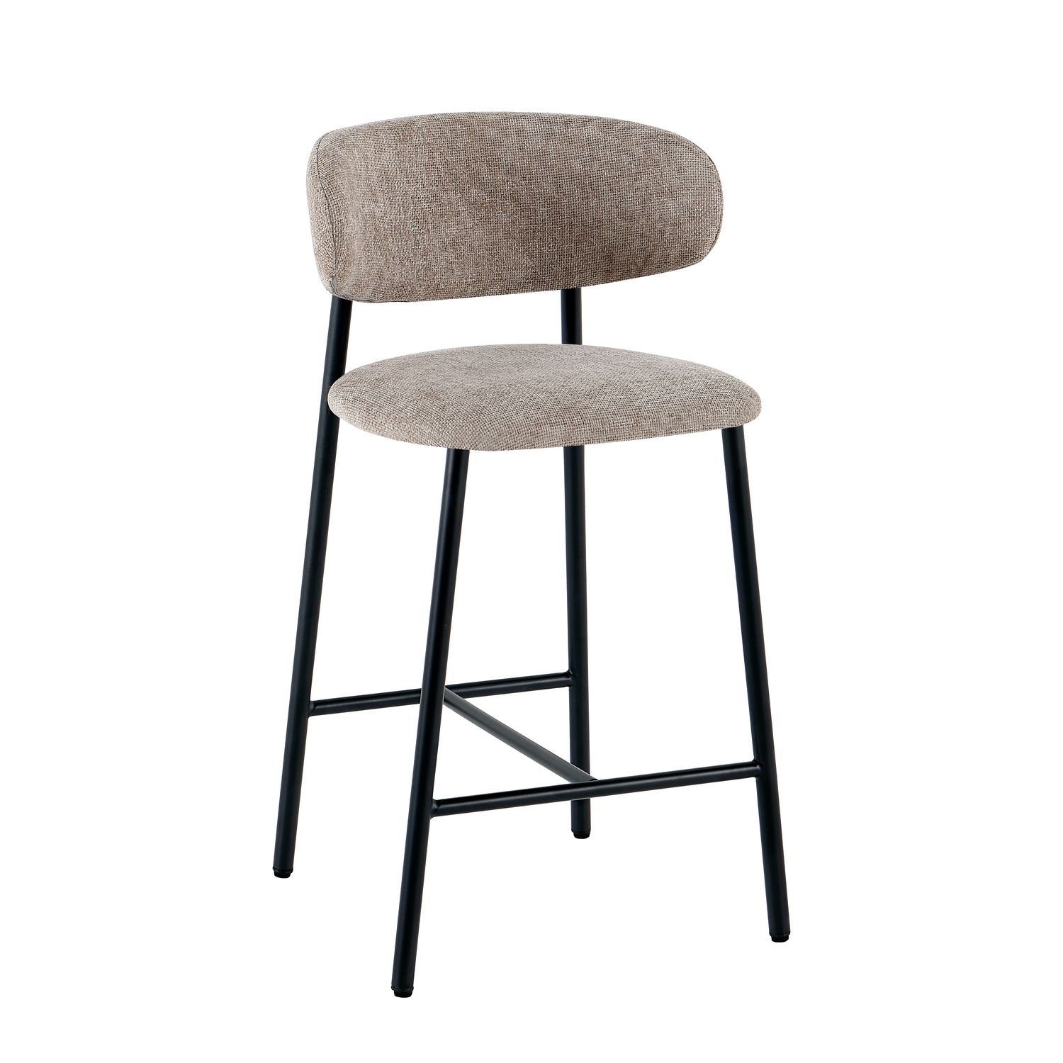 PRIME BAR dark beige linen bar chair with black metal legs