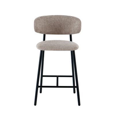 PRIME BAR dark beige linen bar chair with black metal legs