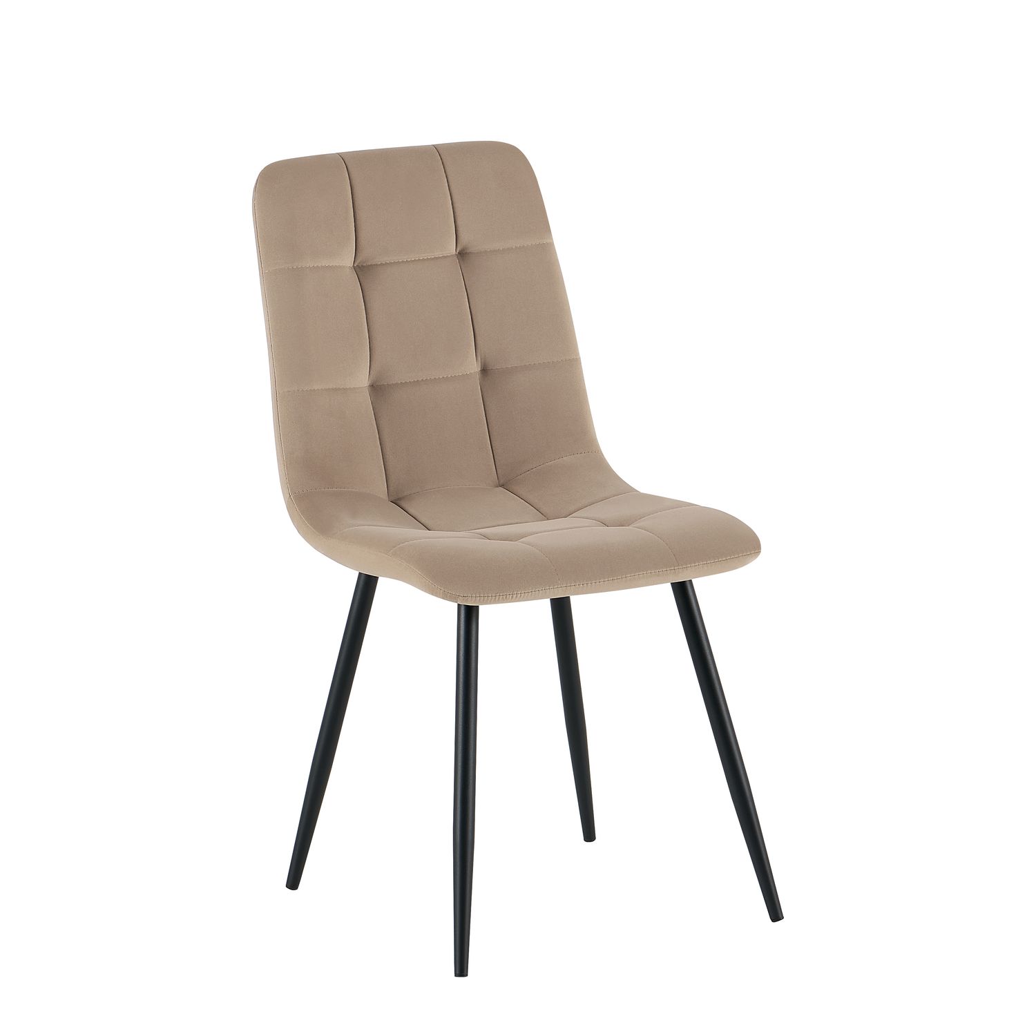 BEN beige velvet chair with black metal round-tube legs, 46 × 57 × 88 cm