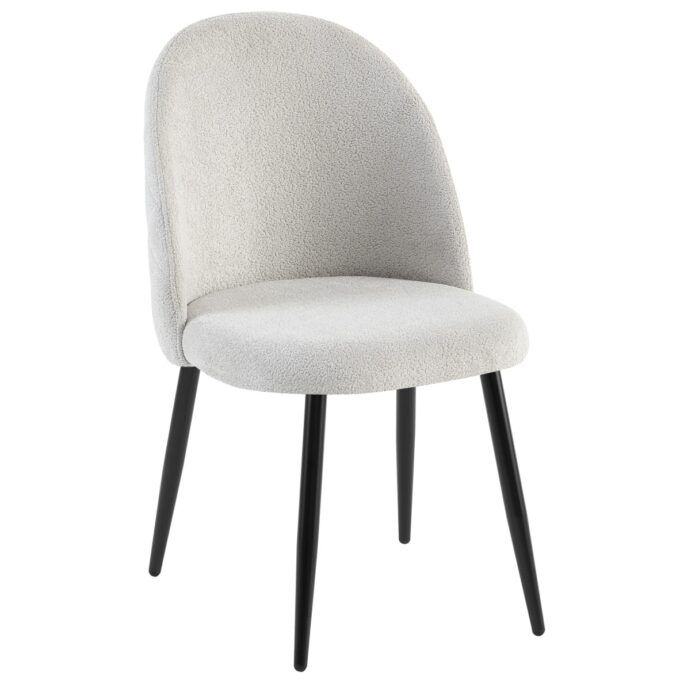 SET modern chair with soft-textured fabric upholstery and black stainless steel legs, 55 × 48 × 86 cm