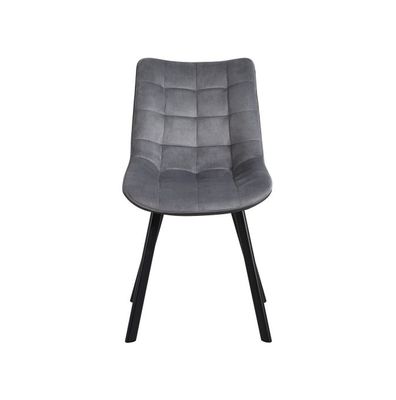 MEL velvet dining chair with quilted backrest and black metal legs