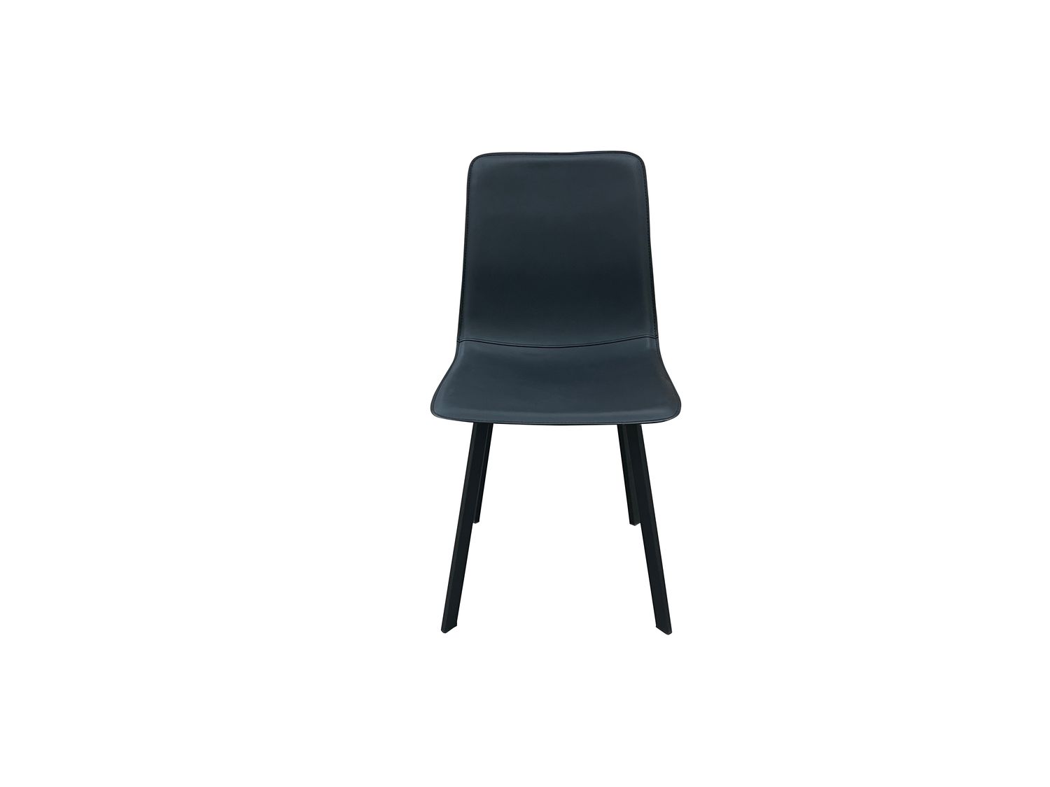 KRIS faux leather dining chair with black metal legs, available in beige and black.