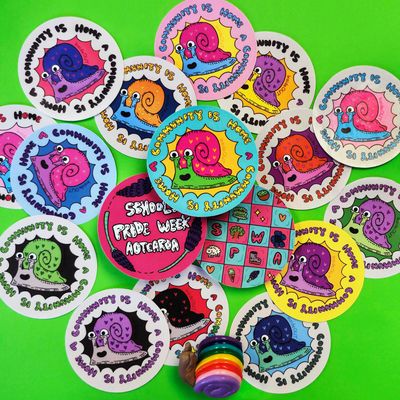 An array of all of this year's sticker designs 