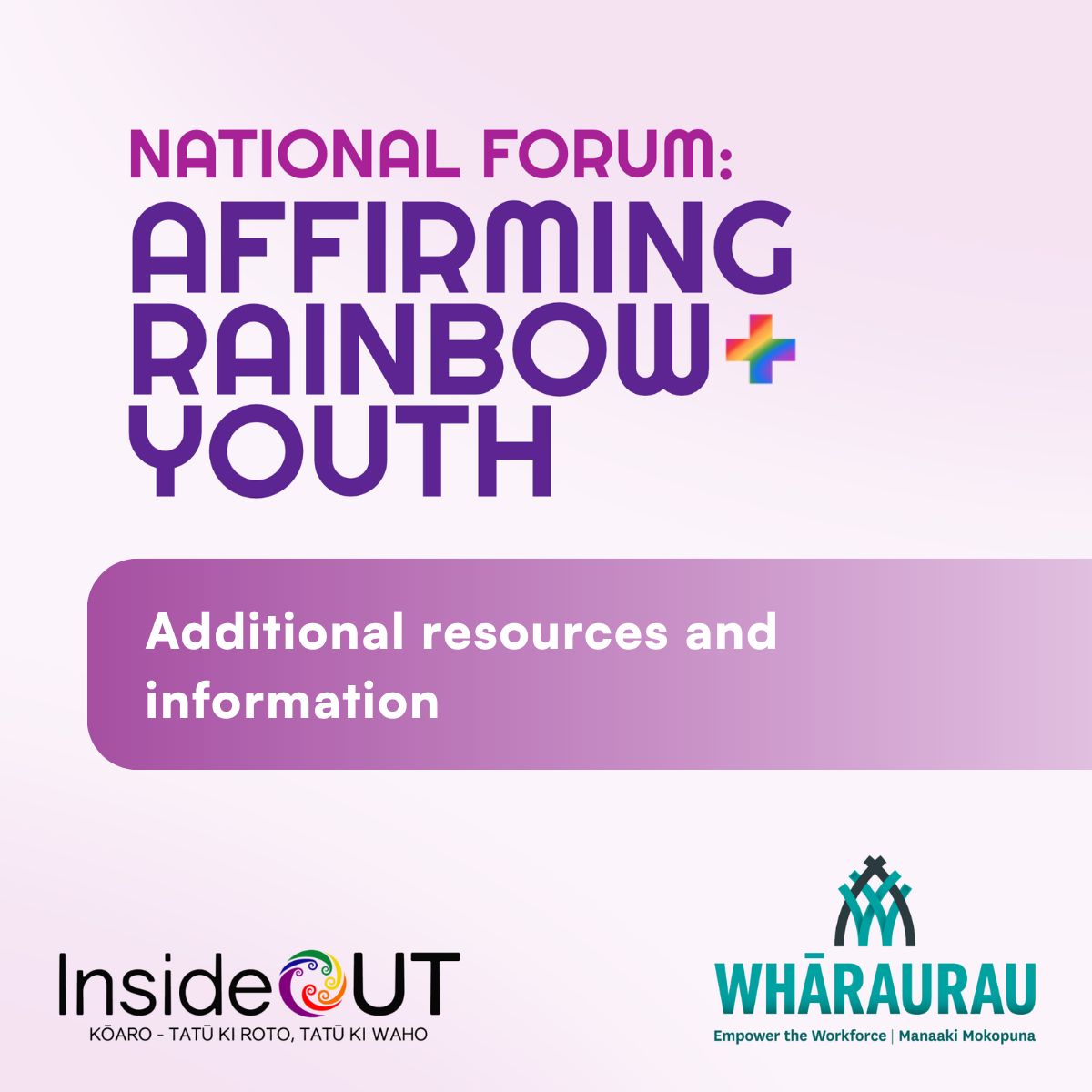Affirming Rainbow+ Youth: National Forum - Follow up resources