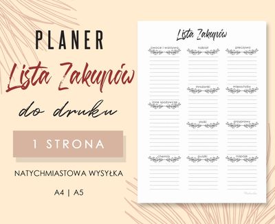 Lista zakupów do druku Wzór 01