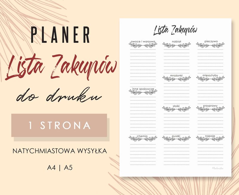 Lista zakupów do druku Wzór 01