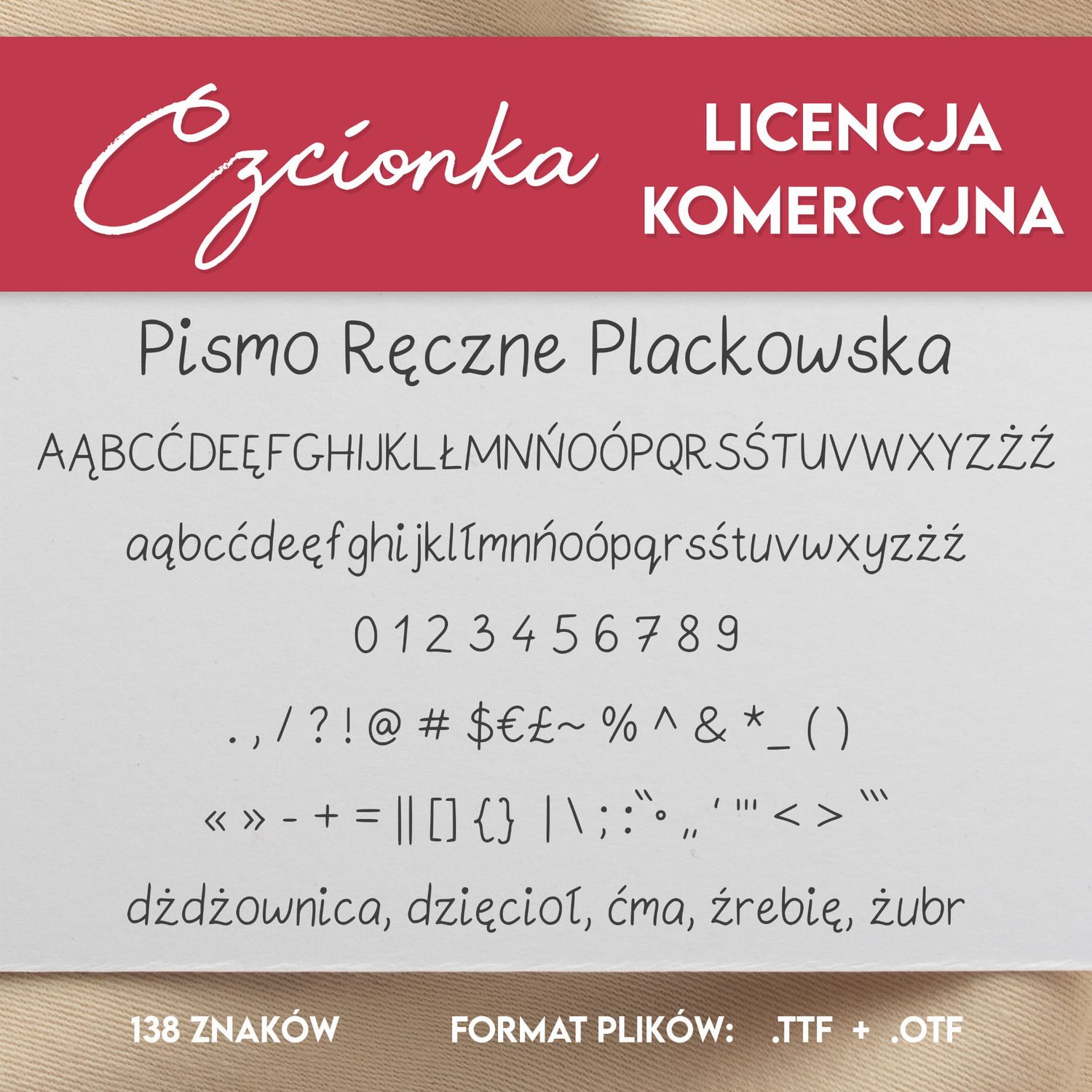 CZCIONKA Pismo Ręczne Plackowska LICENCJA do użytku KOMERCYJNEGO
